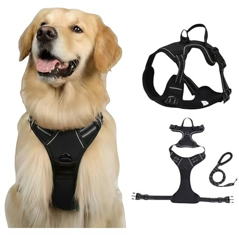 Fellstern Anti Zieh Geschirr – hundegeschirr,Ergonomisches Anti Zieh Design mit Griff zur Kontrolle in stressigen Situationen und für (Schwarz,L)