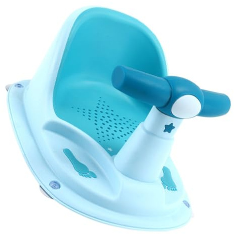 ANDRESLAD Asiento de Baño para Bebés de 6 a 12 Meses Silla Antideslizante Patas Pequeñas Azules Asiento de Pp y Tpe para Ducha y Baño Soporte Cómodo y Juego