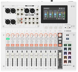 YAMAHA MGX12V Audio & Video Mixer with Touch LCD, HDMI USB, White | Compact AV Mixer with HDMI-USB Capture, Bluetooth Audio, Dual USB and microSD Recording