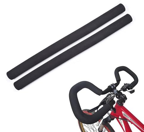 Auratrove Copertura per manubrio in schiuma, ammortizzante, in morbida spugna per bici da corsa da 22,2 mm, coppia nera