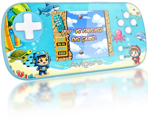 Consola portátil Infantil, 220 Juegos, Pantalla de 3,5 Pulgadas, Azul | 220 juegos preinstalados, pantalla de 3,5 pulgadas, recargable por USB-C, portátil y sin descargas