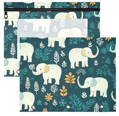 Söt elefant grön penna skola pennfodral påse för pojkar | Levereras fräsch i en förseglad 2-pack, ingen lukt, rivbeständig polyester, hållbar för daglig skolanvändning