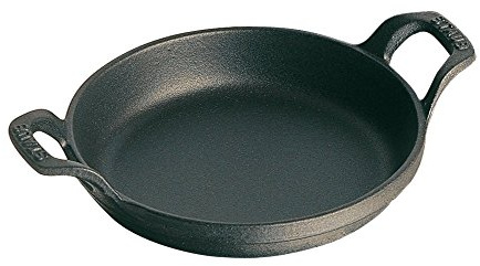 STAUB Cast Iron Round Gratin Baking Dish, Black Matte