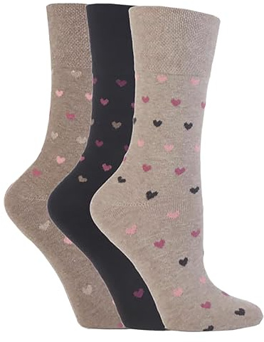 Gentle Grip SockShop 3 Pairs of Ladies Socks, Various Designs/Colours, Ladies UK Size 4-8