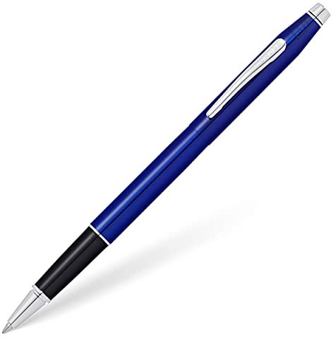 Cross Classic Century Tintenroller (mit Kappe, Strichstäke M, Schreibfarbe: schwarz, nachfüllbar, inkl. Premium Geschenkbox) Transluzent blaulack, 1 stück (1er Pack)