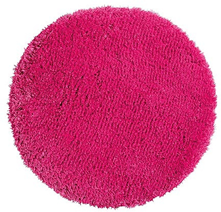 PANA® Runde Mikrofaser Hochflor Badematte - Ø 90 cm - Farbe: Fuchsia | Rutschfeste Unterseite - Super softes Gehgefühl - Saugstark und schnelltrocknend - Waschbar bei 30° - Großzügiges Format
