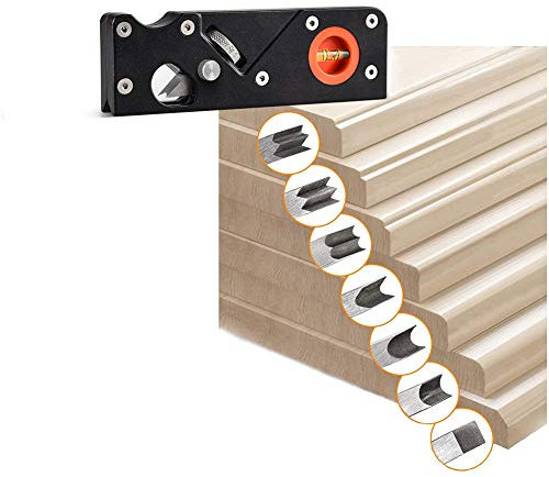 Holzbearbeitungskanten-Eckhobel, 45 Grad Schrägkante,manuelle Hobel, verstellbare Fasenhobel, Anfasen und Trimmen, Trimmhobel, Fasenhobel,Handhobel für Holzbearbeitung (Schwarz+7pc Klinge)