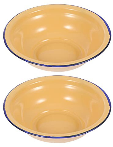 DOITOOL 2pezzi Ciotole Smaltate Retro Da Bacinelle Smalto Aggiunto Per Pasta Verdure e Frutta Design Resistente e Pratico Per Uso Quotidiano e Regali Di Inaugurazione Casa