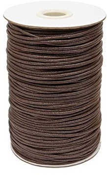 Realm Waxed Cord Cotton - Bracelets, Necklaces, Jewellery Thread, Shamballa Macrame (2mm Brown - 3m)