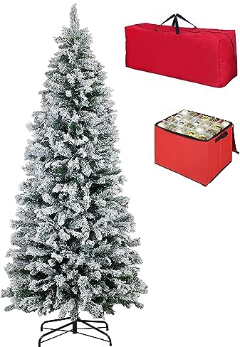 Totò Piccinni Albero di Natale INNEVATO, Folto, Effetto Neve Realistico, Incluso Borsone e Porta Palline (210 cm, BERNA SLIM)