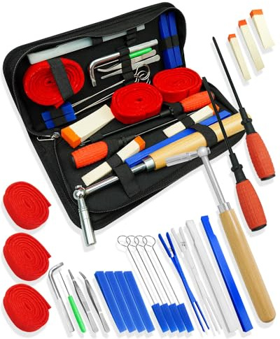 23-teiliges professionelles Klavier-Stimmset, Klavier-Stimmwerkzeug-Set mit Klavier-Stimmhammer/Stimmschlüssel, Schraubenschlüssel, Stimmstummschaltung und tragbarer Tasche für Anfänger