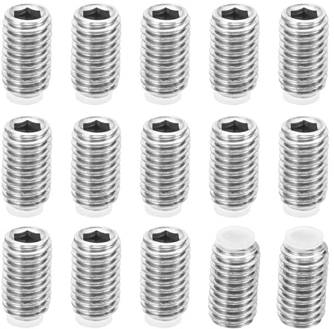 PATIKIL 15 Paquet M8x14mm Nylon Pointe Sans-tête Vis 304 Inox Acier | Métrique Hex Douille Tête Coupe Pointe Anti Glissement Ensemble Vis Interne Hex Matériel d'entraînement