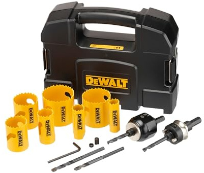 DEWALT EXTREME Bi-Metal Hole Saw Set, 11 pcs (7 Hole Saws, 2 Mandrels and 2 Pilot Drill Bits), DT90355-QZ