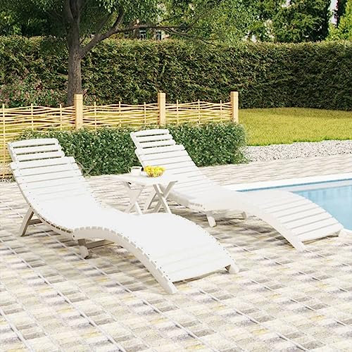 Sonnenliegen 2 Stk.,Liegestühle für den Garten,Liegestühle, Freizeitstuhl für draußen,Terrassen-Freizeitstuhl,Relaxliege,Liege aus Holz,für Garten, Strand, Freizeit,Weiß 184x55x64 cm Massivholz Akazie