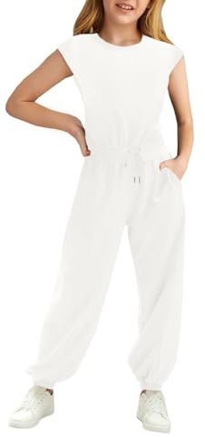 Haloumoning Girl Jumpsuits Kids Fashion Long Pants Girl Summer Short Sleeve Overall Casual Sport Jumpsuit