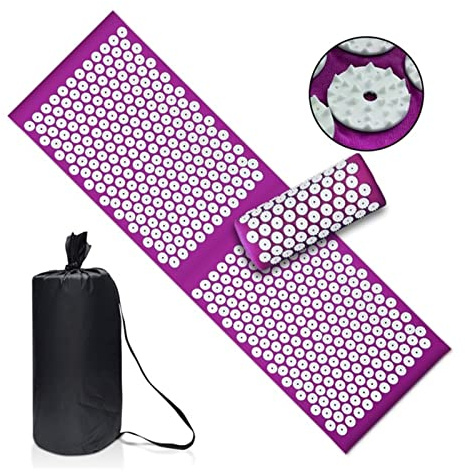 DUnLap Massagekissen Yoga-Akupressur-Matte und -Kissen-Massagekissen extra Lange Akupunktur Massagematte Linderung Stress Back Body Pain Spike Matte Massagekissen (Size : Long Needles Purple)