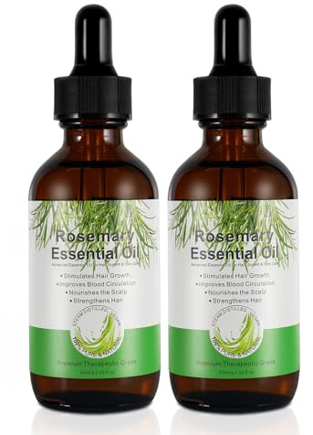 Huile De Romarin Pour Cheveux, Rosemary Oil for Hair Growth,100% Pure Organique Huile Essentielle Romarin Pour La Peau, Les Cils, Nourrit Le Cuir Chevelu, Stimule La Croissance Des Cheveux 60ML 2PCS