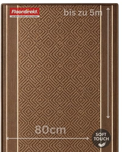 KARAT Premium Teppichläufer mit Muster - 80 x 250 cm, Braun - Modernes Rauten-Design - Teppich - Läufer für Küche, Flur & Wohnraum - Flurläufer Küchenläufer Flurteppich (Olymp)