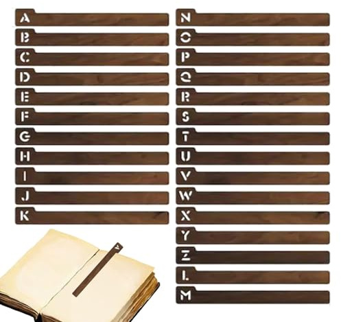 Trennblätter für Registrierungsalben, Z, Trennwände für alphabetische Aufzeichnungen, Alphabettrenner für Holzscheiben, 26 Stück, Trennblätter aus Holz mit Buchstaben 'Alphabet von bis Z, Organizer