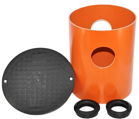 KG Rohr Abwasser DN400 0,5m/1m mit Anschluss 2xDN110/2xDN160 2x Manschette Drainageschacht Deckel Sickerschacht Kontrollschacht Drainage Dachrinne (0,5m 2x Manschette 110)