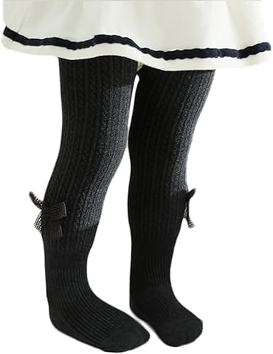 1 Pièce Collant Bébé Fille en Coton Respirant Collant Thermique en Tricot Legging Bas sans Couture Chaussettes Confortables pour Filles Legging de Sport pour Intérieur et Extérieur, 2-4 Ans, Noir