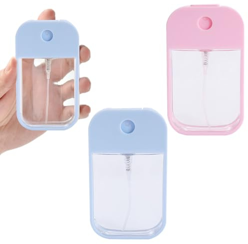 vcsjw Sprühflaschen Kleine,2 Stück 45ml Mini Sprühflasche | Hand Sanitizer Spray zum Ausgeben und Tragen von Parfüm Kosmetik Körperpflege,Wiederverwendbar (Blau,Rosa)