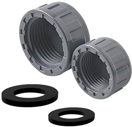 Ctyjia 2 Pack Female Thread Pipe Fitting Cap, 63mm Fitting Blanking Cap, PVC Blanking Stop Cap, Waste Pipe Blanking Cap wity Washer