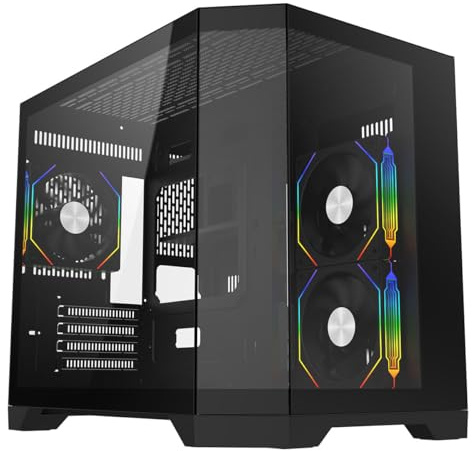 CiT Mars Gaming PC Case Micro ATX, Dual Chamber MATX Case with 3 ARGB Fans | Panoramic tempered glass micro ATX pc case with 3 PWM ARGB fans, 55mm cable routing and a 360mm radiator mount in the roof