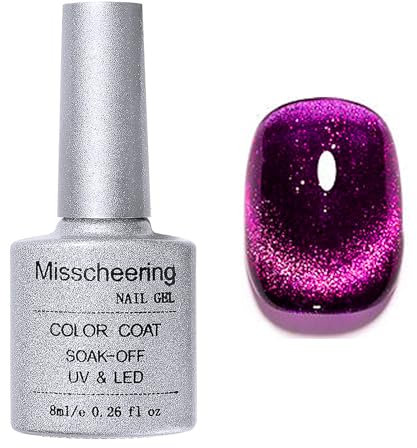 Cat Eye Gel Nail Polish - 9D Cats Eye Gel Nail Polish Magnetic - 8ml Glitter Pink Magnetic Nail Polish - Galaxy Chameleon Nail Gel Polish - Long Lasting UV Gel Nail Polish Best Gift for Women Girls