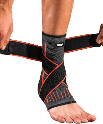 Kuzimua 2 Pack Ankle Support Brace, Adjustable Ankle Brace Wrap Strap for Sprained Ankle, Achilles Tendonitis, Ligament Damage, Plantar Fasciitis, Sports, Foot Support (2x Orange, L)