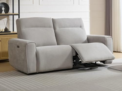 Vente-unique-Divano relax elettrico 3 posti in tessuto antracite LORGITA