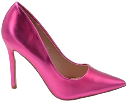 Decollete Donna a Punta Satinato Fucsia Rose Tacco a Spillo 12 cm Linea Basic Elegante Scarpe per Cerimonie Eventi