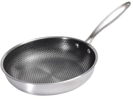HOMOBABE Sartén de Acero Inoxidable Antiadherente 28 Cm Fondo de Panal para Huevos y Bistec, Apta para Cocinas Eléctricas Cerámica, Adecuado para Uso Doméstico y Camping