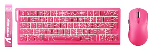 ATTACK SHARK X68 HE Kabelgebundene Magnetische Tastatur mit X3 Kabelloser Gaming-Maus-Kombination, 8KHz Rapid Trigger Tastatur, 0,01 mm RT-Präzision, Leichte Maus, PAW3395, 26000 DPI – Rosa Konturen