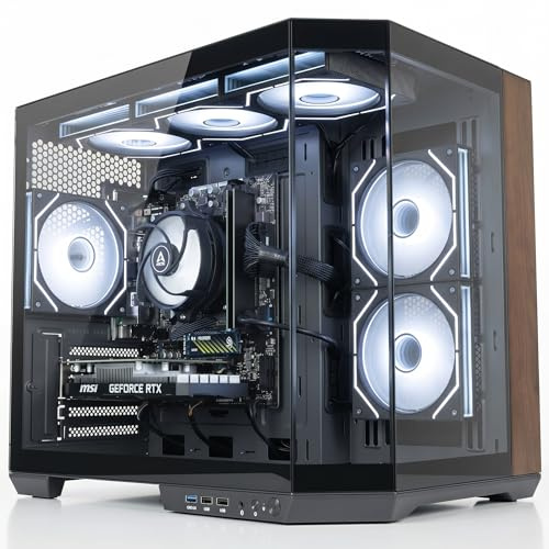 ionz Gaming PC - AMD Ryzen 5 5500, RTX 5060 8GB Graphics Card, 16GB RAM, 1TB SSD, Windows 11, 500W 80+ PSU, WiFi - Apex Ember Wood - Black