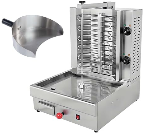 QFGain Macchina Shawarma, Griglia Girarrosto Verticale Elettrica Professionale, Griglia per Kebab Doner in Acciaio Inox Resistente per Pollo, Agnello, Manzo, Maiale, per Uso Domestico E al 5400W