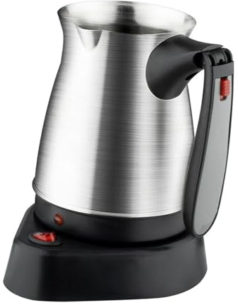 Caffettiera Elettrica in Acciaio Inox con Manico Ergonomico E Base Riscaldante per caffè Turco Latte tè Adatta per Casa Regali 18cm/15cm
