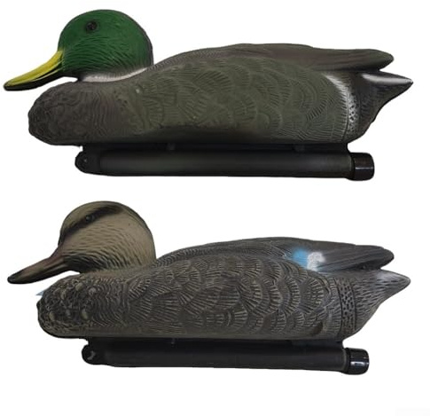 Realistische schwimmende Enten-Lockvögel Set – 2 Stück schwimmende 35,6 cm männliche Ente Lockvogel Jagd gefälschter Vogel für Gartenteich