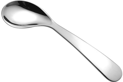 MOLUCKFU 2 Stück Babylöffel aus Edelstahl Gebogener Übungslöffel für Babys Sicherer Fütterungslöffel mit Glatten Kanten für Säuglinge