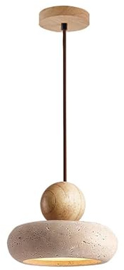 ENXING Hängelampe Wabi Sabi Stil Pendelleuchte Kronleuchter Aus Natürlichem Stein Vintage Esstisch Anhänger Licht Höhenverstellbar Verwendet Für Schlafzimmer Wohnzimmer Esszimmer Flure(H)