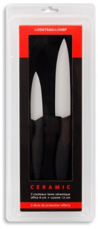 Le Couteau du Chef, Tarrerias Bonjean 441800 Set de 2 Couteaux Lames Céramiques Manche Ergonomique Soft Touch