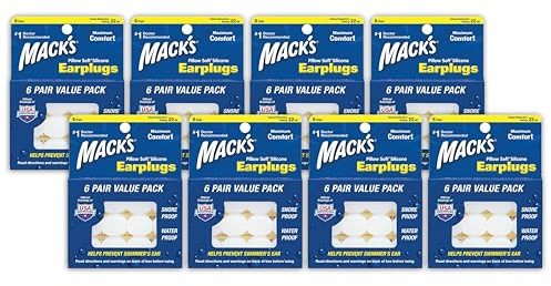Mack's Pillow Soft Silicone Earplugs - 6 Pair (Pack of 8), Value Pack – The Original Moldable Silicone Putty Ear Plugs for Sleeping, Snoring, Swimming, Travel, Concerts and Studying