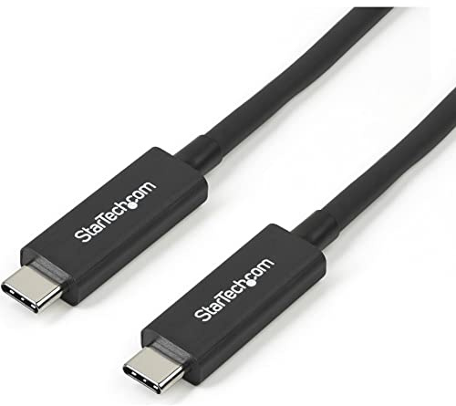 StarTech.com Cable Thunderbolt 3 a Thunderbolt 3 Activo de 40Gbps - Cable USB C a USB C de 1m - Cable Negro - 5k 60Hz/4k 60Hz - Cable cargador USB Type C (Certificado TB3) con hasta 100W (TBLT3MM1MA)