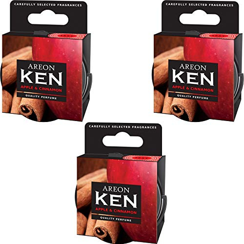 Areon Ken Lufterfrischer Dose Auto Duft Apfel Zimt Autoduft Apple Cinnamon Duftdose Wohnung Erfrischer 3D Set Pack x 3