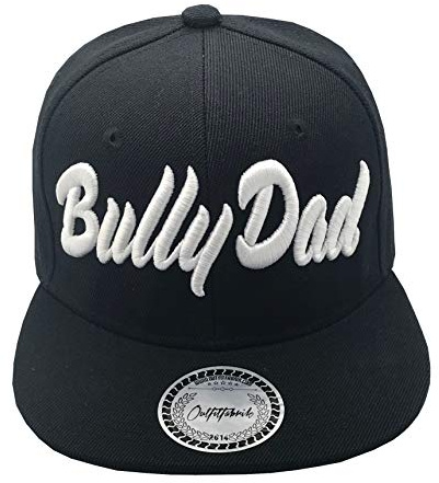 Outfitfabrik Snapback Cap Bully Dad in schwarz, mit geradem Schirm und 3D-Stick in weiß (Geschenkidee für Hundebesitzer) für Herren, verstellbar an der Rückseite