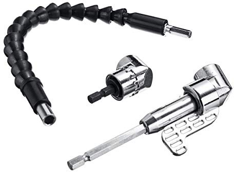 ArtisanShow 3PCS 105 Degree Right Angle Extension 1/4 Hex Shank Screwdriver Bit Drill Holder Extension Driver Flexible Shaft Bit for Electric Drill/Manual Wrench Power Hand Tools Gift for Machinist