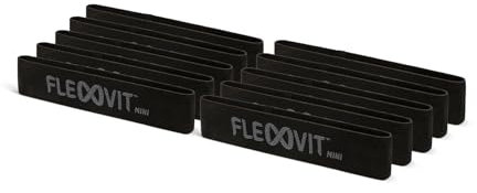 FLEXVIT Mini 10er Set Elite (Schwarz) - Hoch belastbare Widerstandsbänder für Gruppentraining, Explosives Krafttraining und Maximalen Muskelaufbau, Perfekt für Fortgeschrittene Athleten