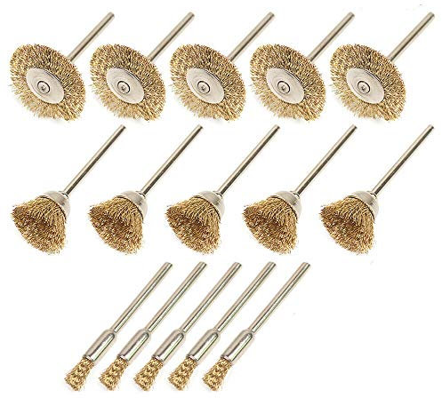 15Pcs Wire Brushes Soft Rotary Tool Brass Wire Brush Cleaning Polishing Dusting Set