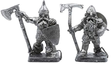 IRON WIND METALS 2 Piece Elite Armored Dwarf Guards Set - 100% Lead-Free Pewter - Classic Fantasy Miniatures for 28mm Table Top Games - Made in USA - RAL Partha Miniatures