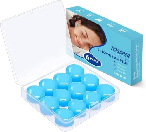 Silicone Ear Plugs, Soft Reusable Moldable Waterproof Noise Cancelling EarPlugs for Swimming, Sleeping, Shooting, Airplanes, Concerts, Mowing - 6 Pairs